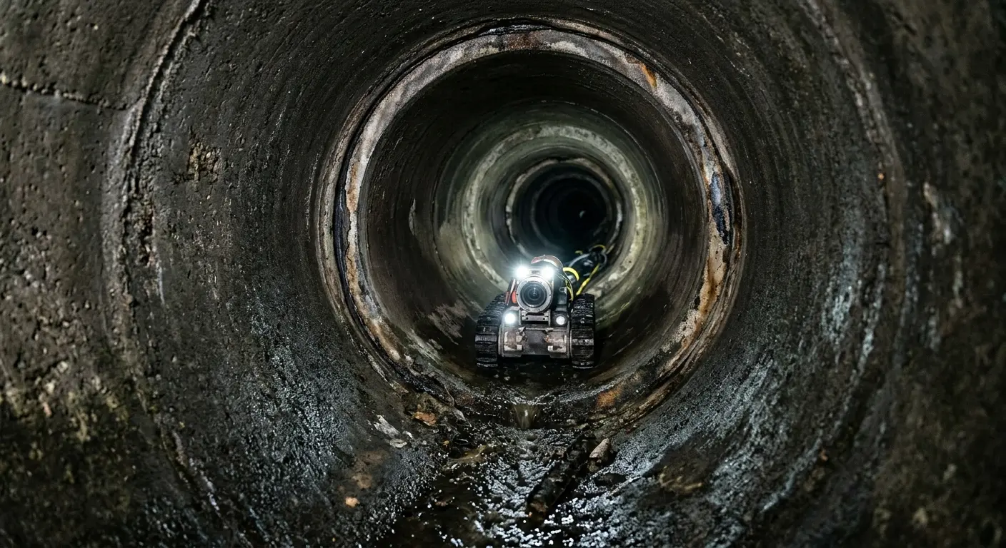 Robotic sewer camera inspecting pipe interior for Sewer Line Repair in Tupper Lake